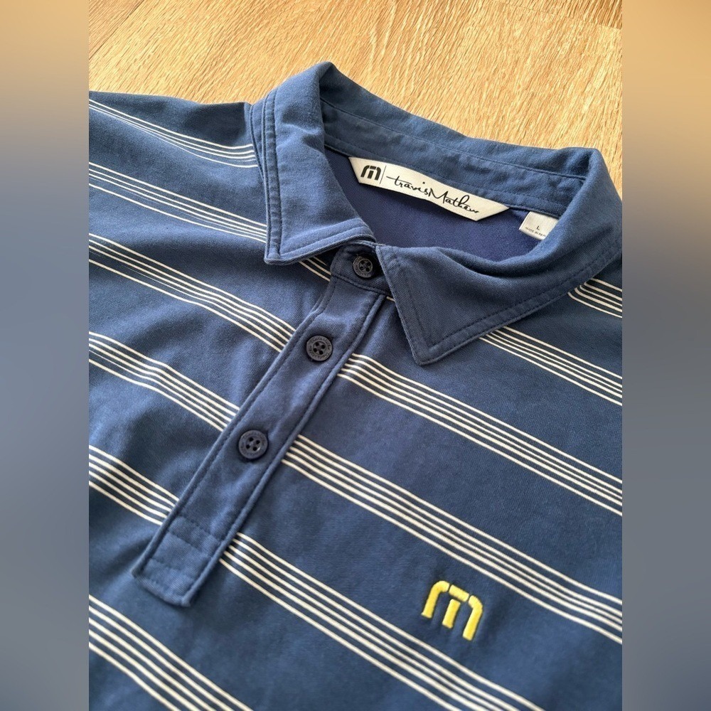 Travis Mathews Striped Polo Golf Pickleball Tennis Preppy Country‎ Club Summer